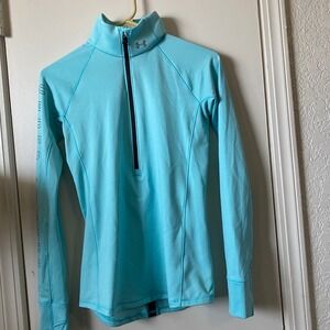 Under Armour ColdGear Fitted Pullover XS‎ Aqua Blue Long Sleeve Top